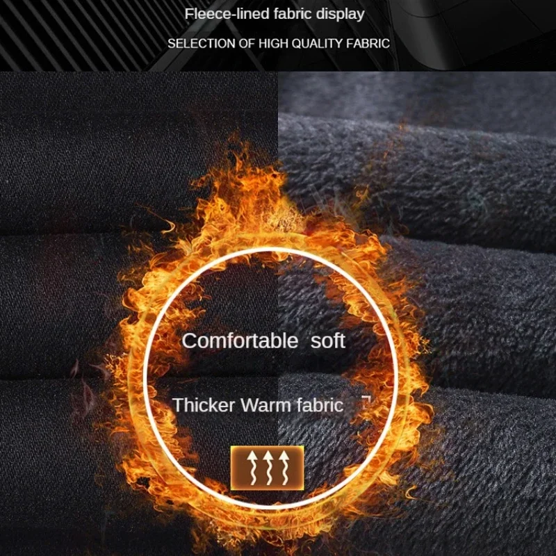 Wthinlee Brand Brushed Jeans Winter Jeans Men Slim Fit Stretch Thick Velvet Pants Warm Jeans Casual Fleece Trousers Male 5