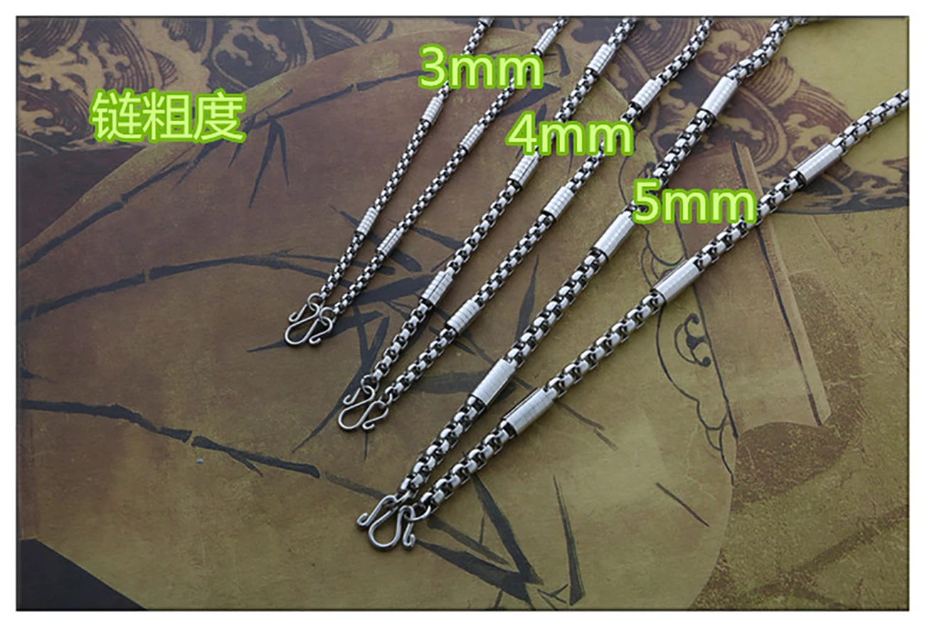 Stainless Steel Necklace Stainless Steel Men And Women Necklace Square Pearl Pendant Buddha Chain Jewelry Gift