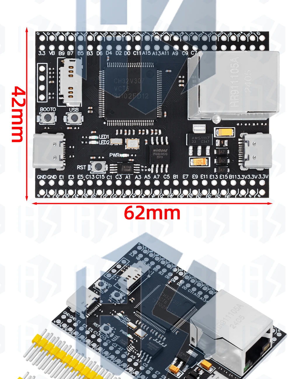Ch32v307vct6-Entwicklungsplatine RISC-V Kern unterstützung rt-thread onboard 32-Bit-Riscv-Controller unterstützen RT-Threads für Arduino – Detail 16