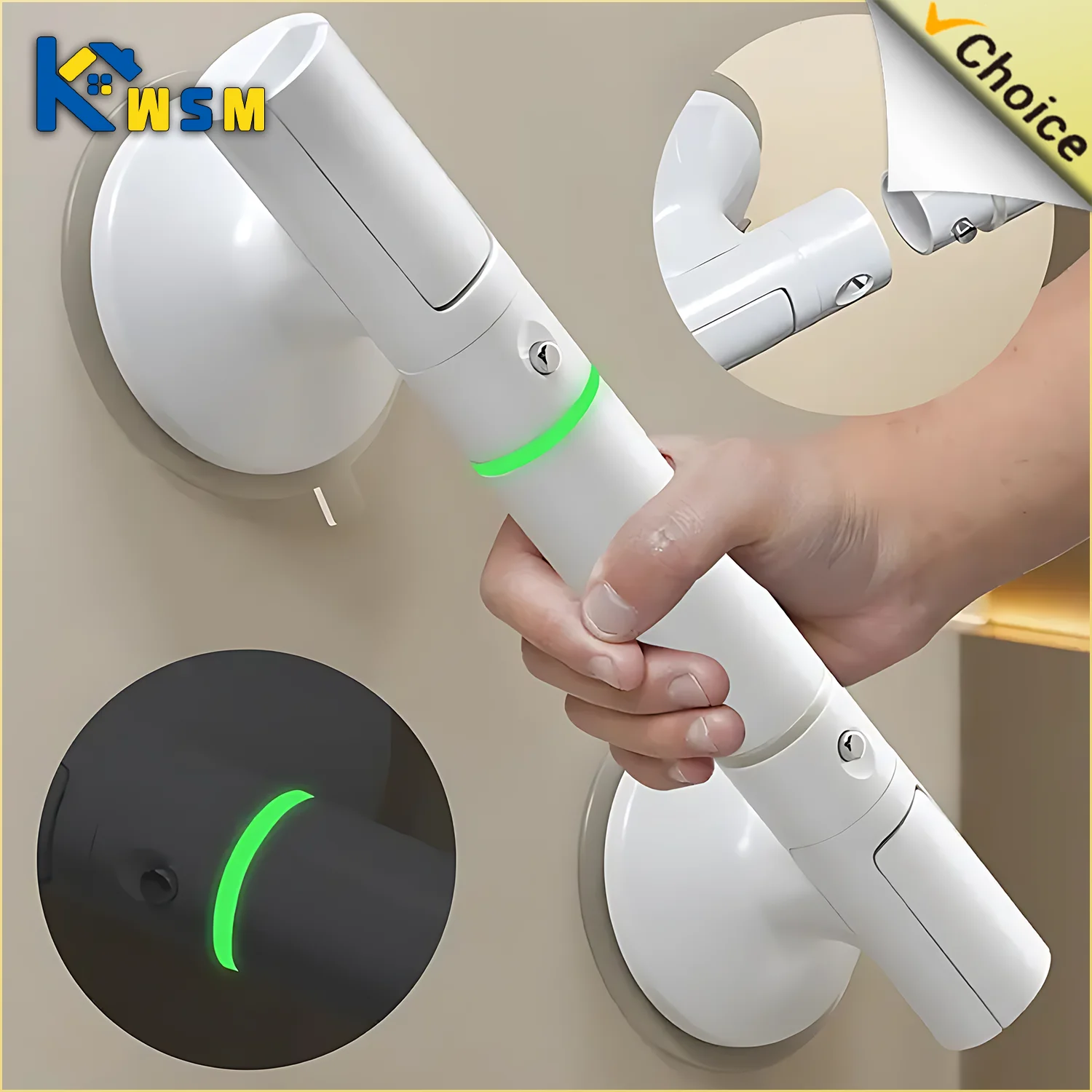 Bathroom Handrail Shower and Bath Glow-in-the-dark Grab Bars Suction Cup Handrails for The Elderly