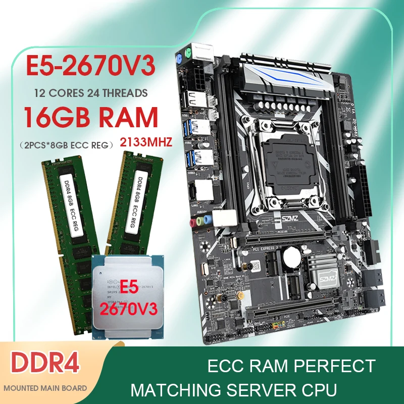 Processador e Kit de Memória SZMZ X99 M G2 Motherboard Xeon E5 2670 V3 ...