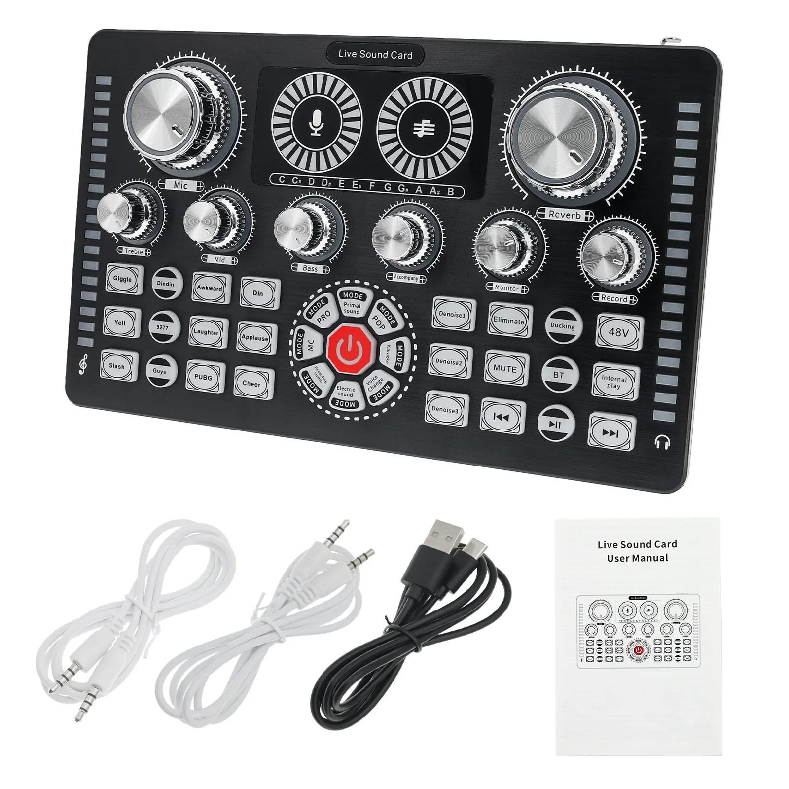 Q7 48V Phantom Portable Audio Mixer USB External Sound Card For Karaoke Podcast