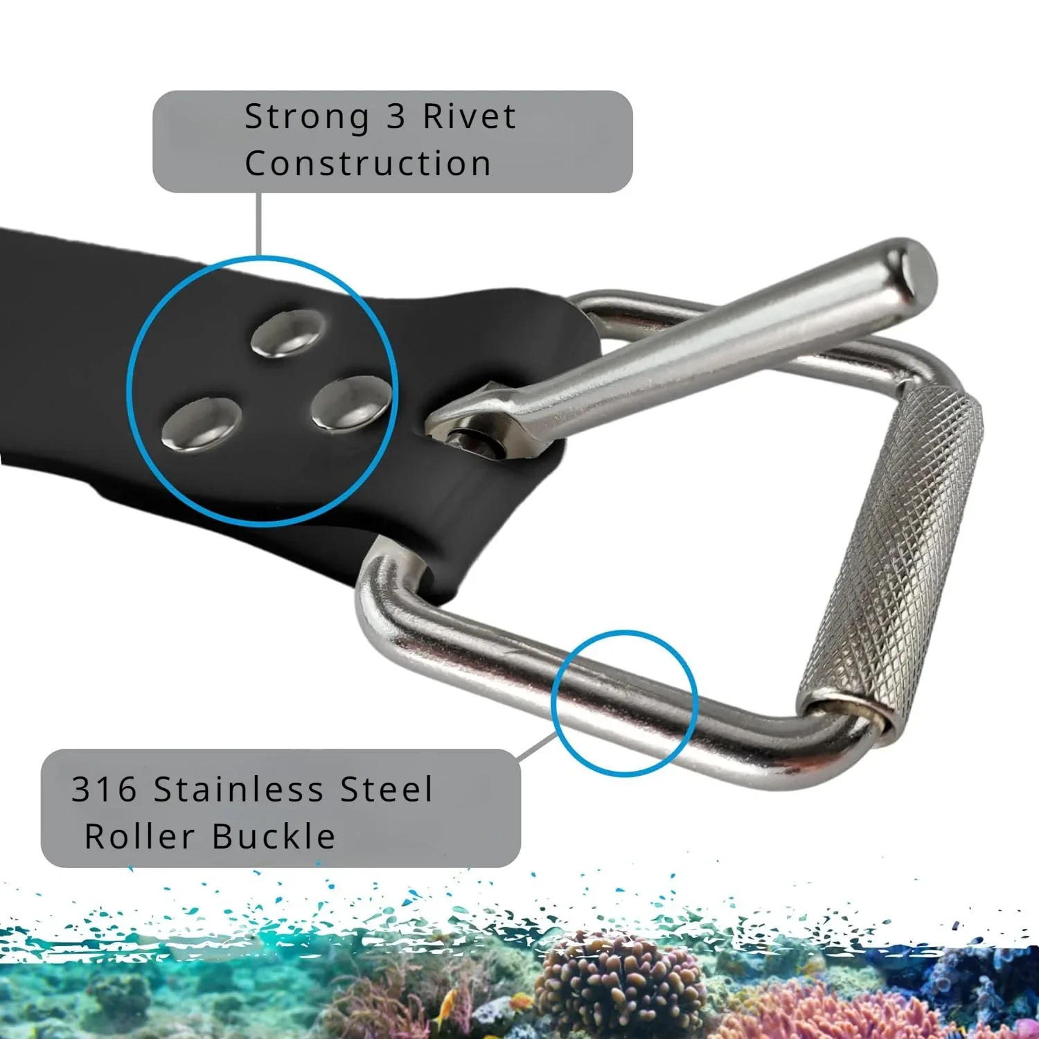 1.3m Silicone Dive Weight Belt with 316 Stainless Steel Roller Buckle, Cuttable for Scuba Diving Spearfishing 2