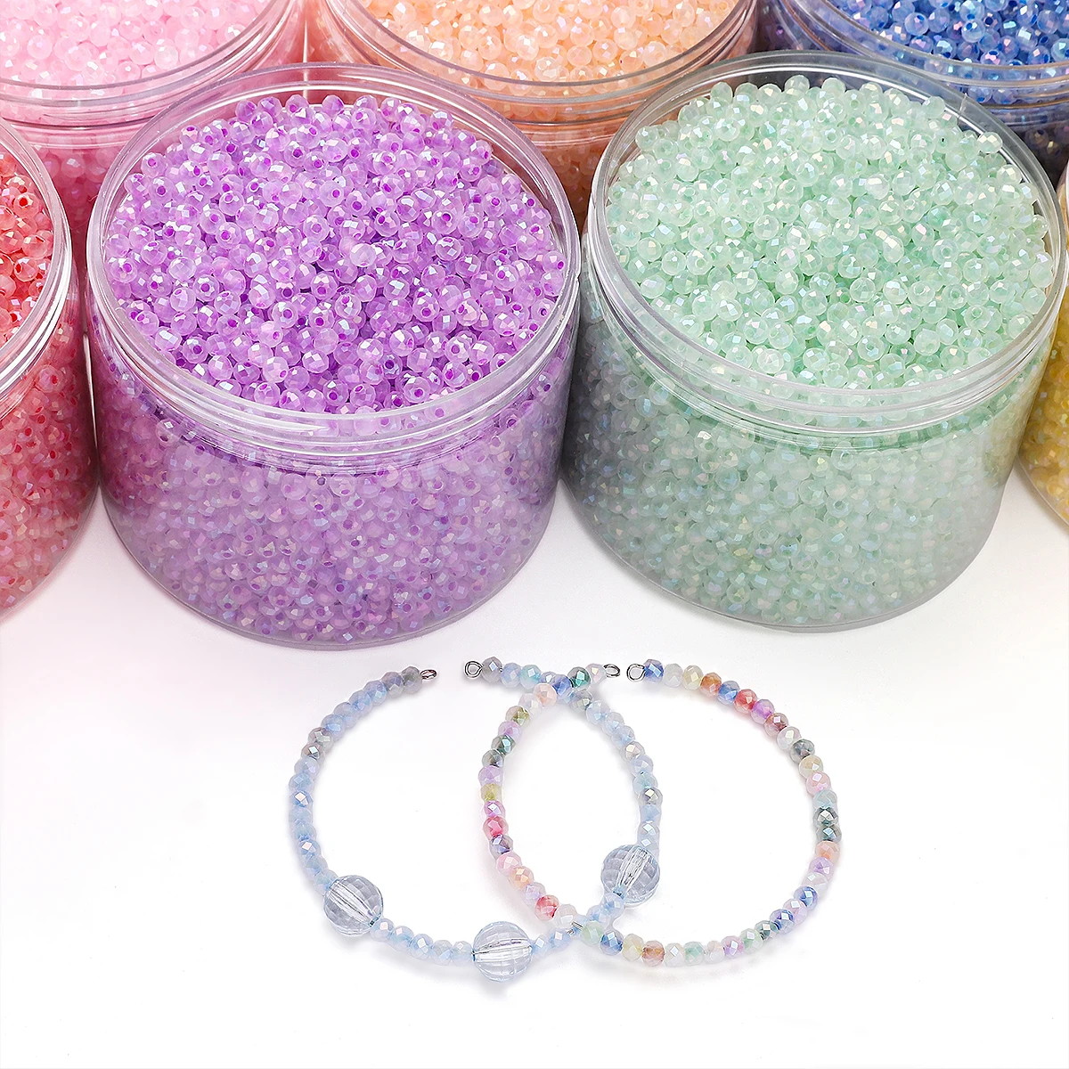 Glas Reiskugeln Wolkenfarbe 4mm Loch 1mm für Halsketten Armbänder DIY 10g/130stk Beutel – Detail 7