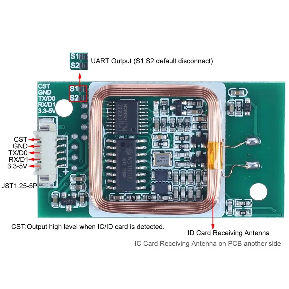 IC+ID RFID 리더 모듈 이중 주파수 3.3V/5V ID 카드 리더기 WIEGAND,UART 125kHZ/13.56MHZ IC 카드 리더기