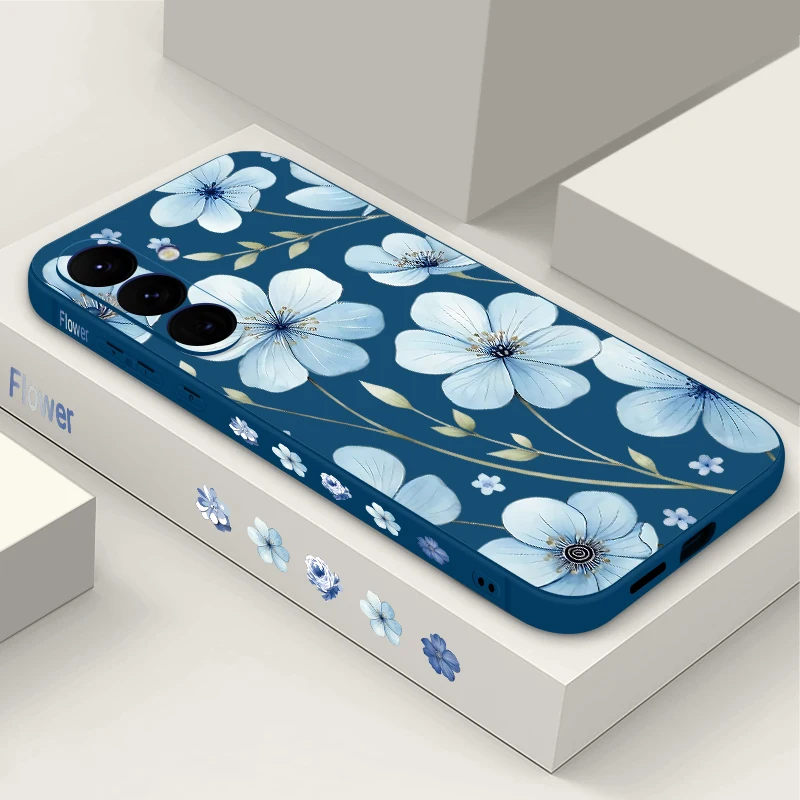 Light Blue Flower Soft TPU Phone Case Cover
