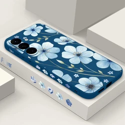 Light Blue Flower Soft TPU Phone Case Cover - Galaxy S20 FE (A956 Blue)