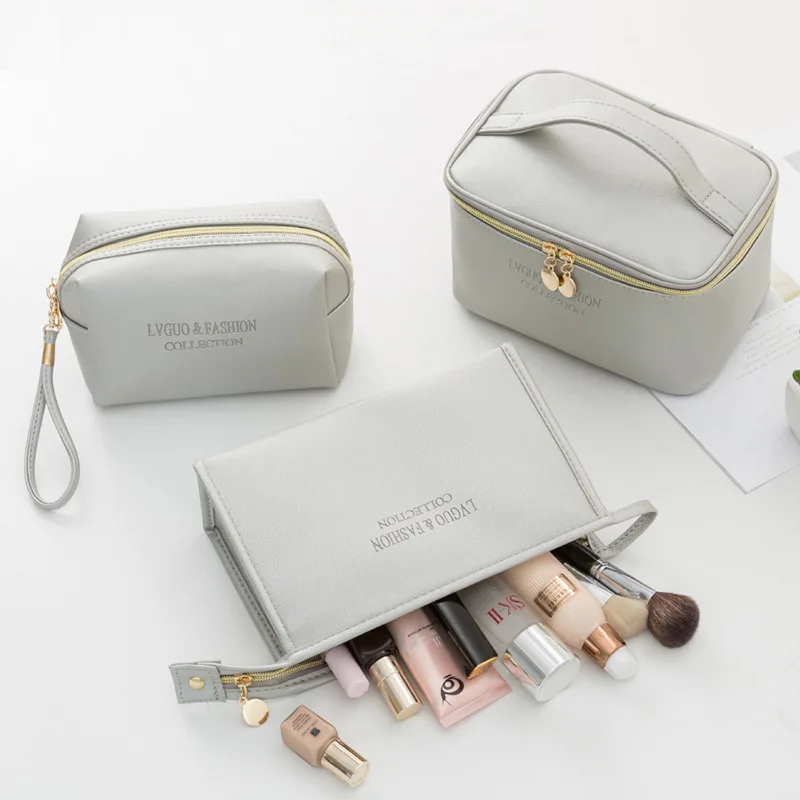 

PU Leather Multifunction Women Cosmetic Bag Travel Toiletry Storage Organize Handbag Waterproof Female Portable Makeup Case Ins