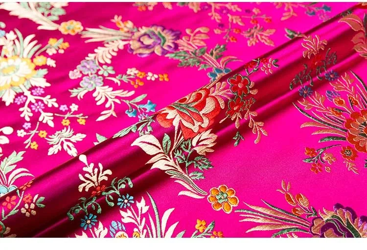 brocade jacquard flower-pattern damask fabrics for silk satin dress sewing cheongsam and kimono diy designer patchwork material