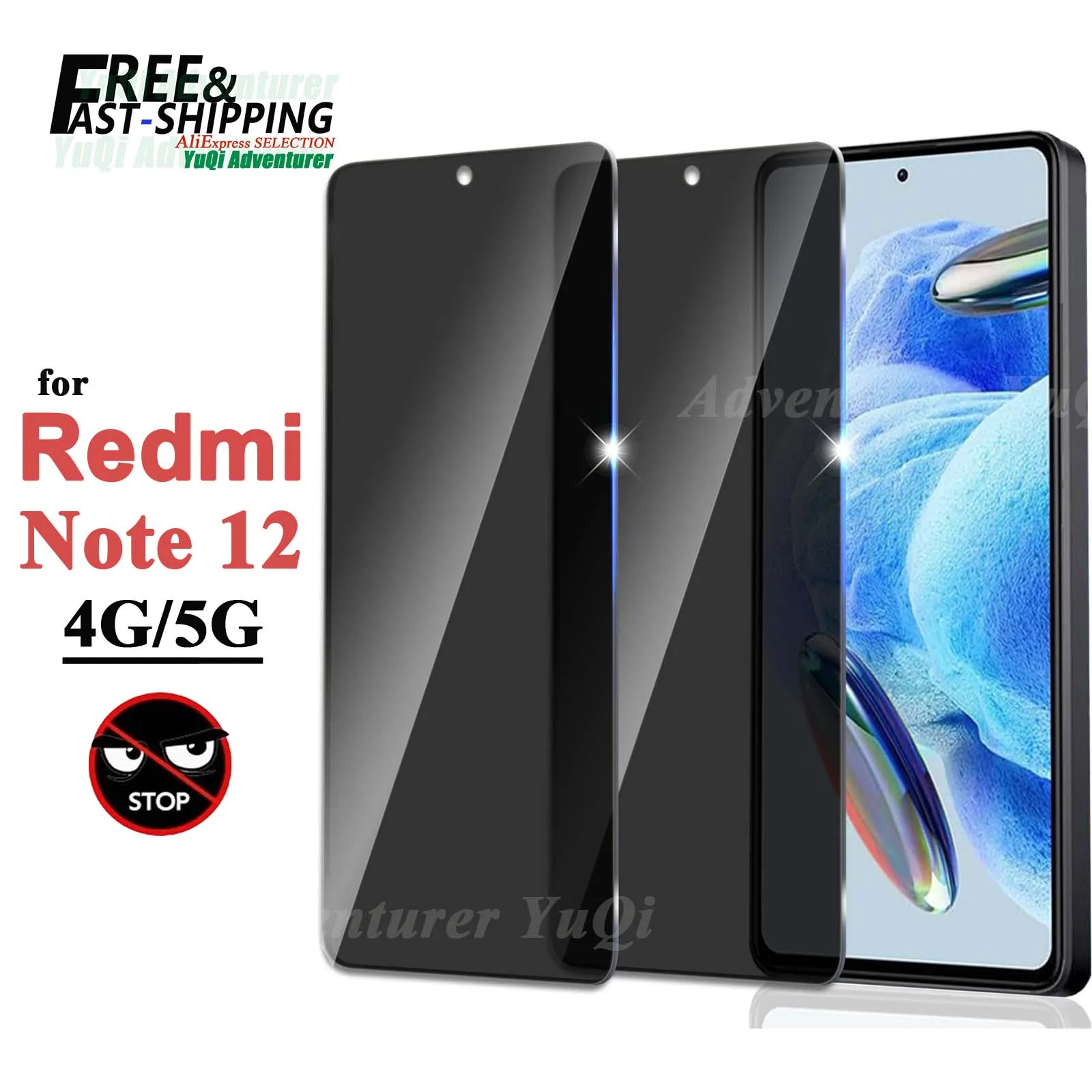 Proteggi Schermo Anti Spia Per Redmi Note 12 4G 5G Vetro Temperato 9H Privacy Peep Scratch Selection Fast Free Ship Case Friendly