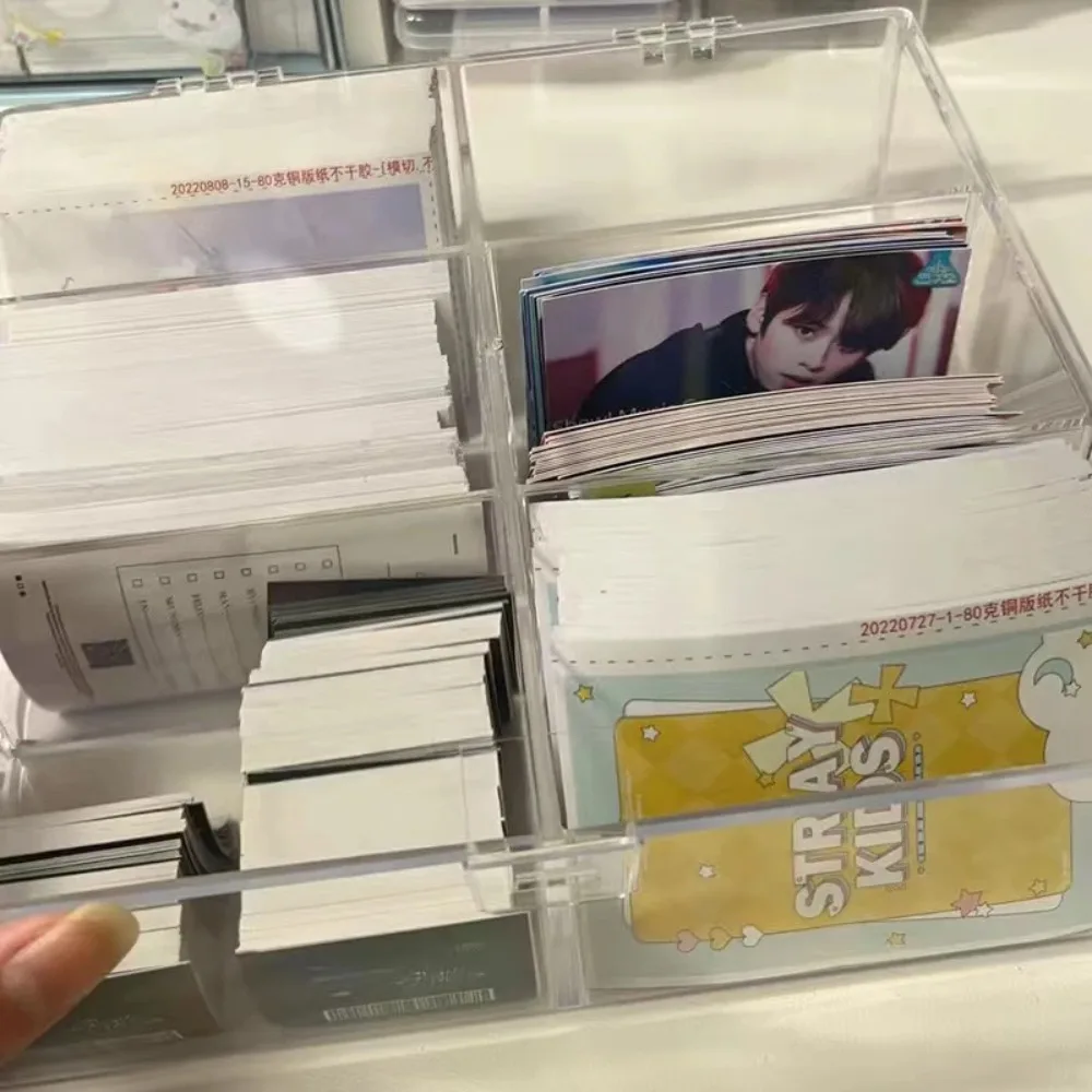 Photo Card Holder Plastic Storage Box Desk Organizer For Kpop Photocard Collection Transparent Acrylic Photocard Storage Box