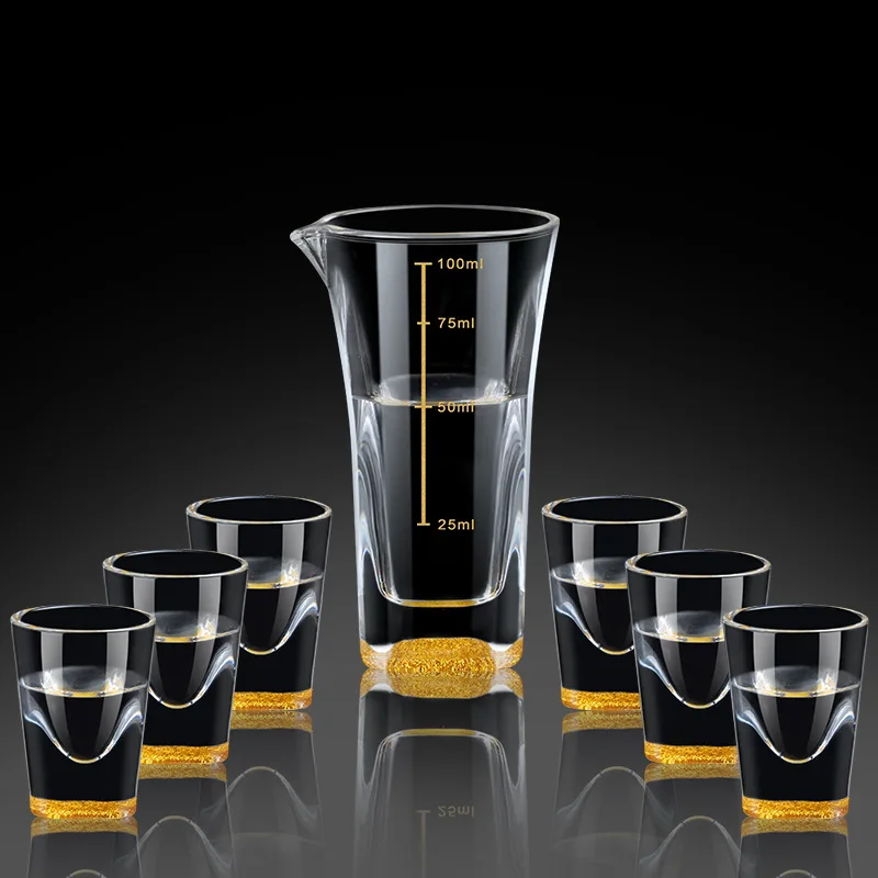 

7 шт набор бытовой прозрачный высококачественный креативный Jinsha БЕЛЫЙ ВИННЫЙ стеклянный диспенсер китайский винный набор квадратный кувшин для вина