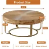 31.5 "Modern Circular Coffee Table with Handmade Wooden Radial Pattern, Cedar Tabletop, Gold Cross Legged Base 6