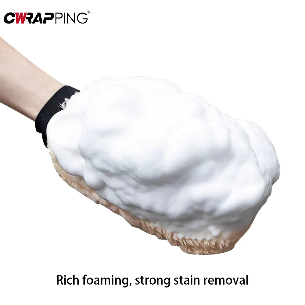 Car Wash Gloves Soft Microfiber Dust Remover Thickened Water Absorbent Imitation Wool Plush Wipe Auto Accessories