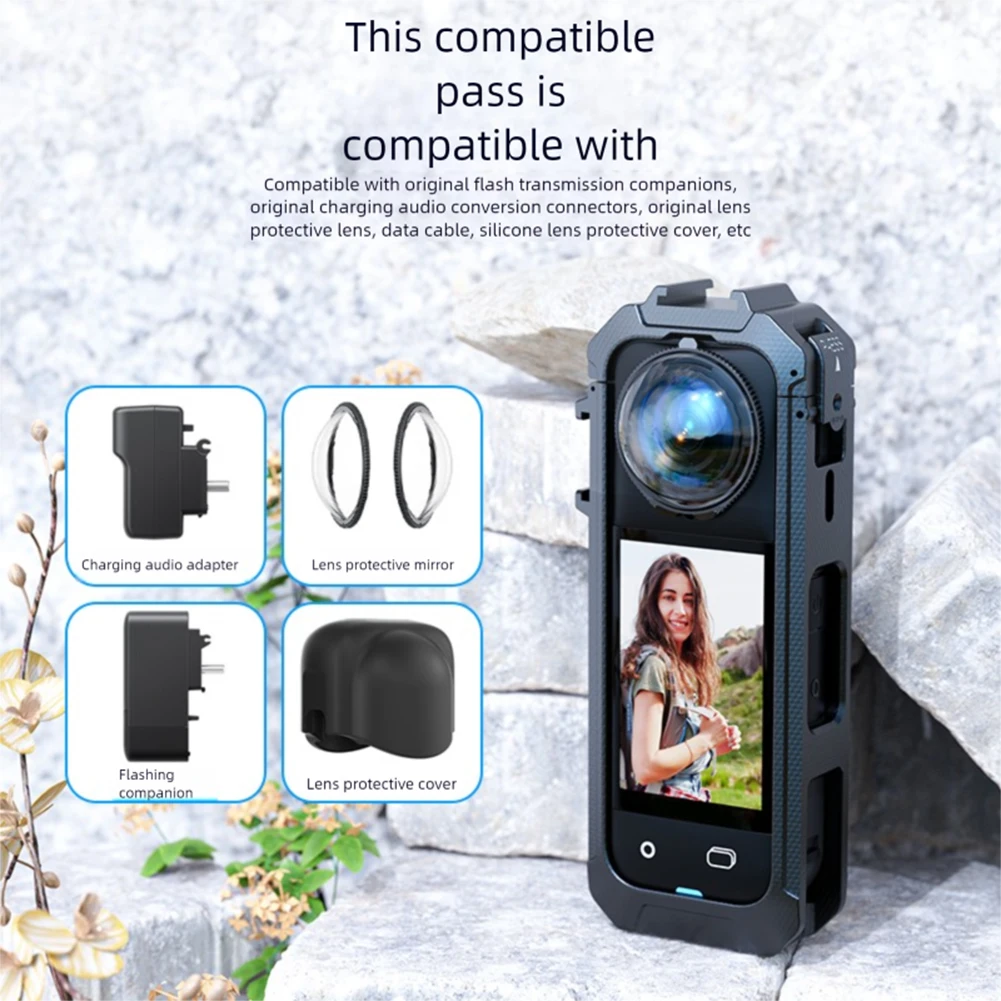 PC Rabbit Cage For Insta 360 X5 Quick Release Plastic Bracket Protective Frame Case With Cold Shoe Mount Camera Accessories