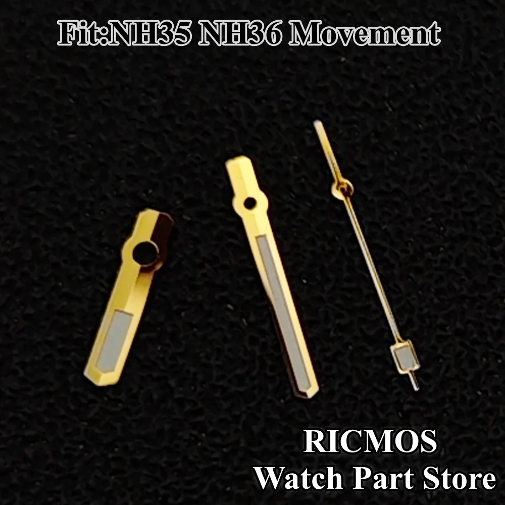 Gold Watch Hands with Green Glow in the Dark for Repair and Custom Watch Making