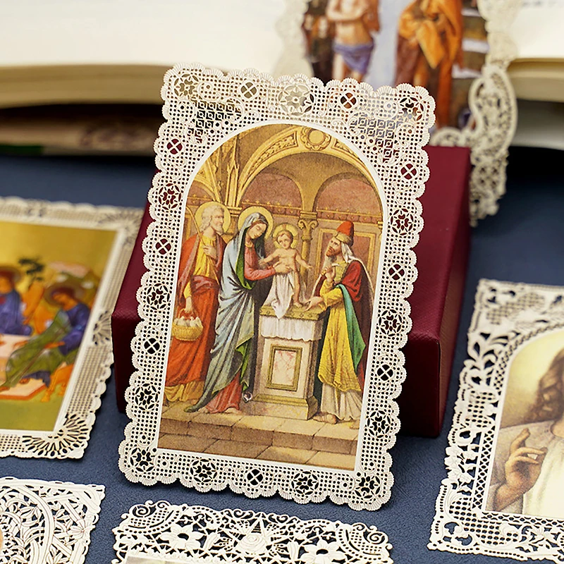 1pc Jesus Holy Family Hollowed Out Lace Bookmark Christian Catholic Icon Card Exquisite Gift Church Souvenir