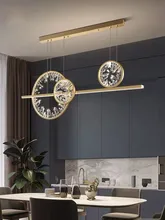 

Modern Golden Creative Hanging Lamps Light Luxury Restaurant Crystal Chandelier Home Long Strip Simple Dining Room Pendant Light