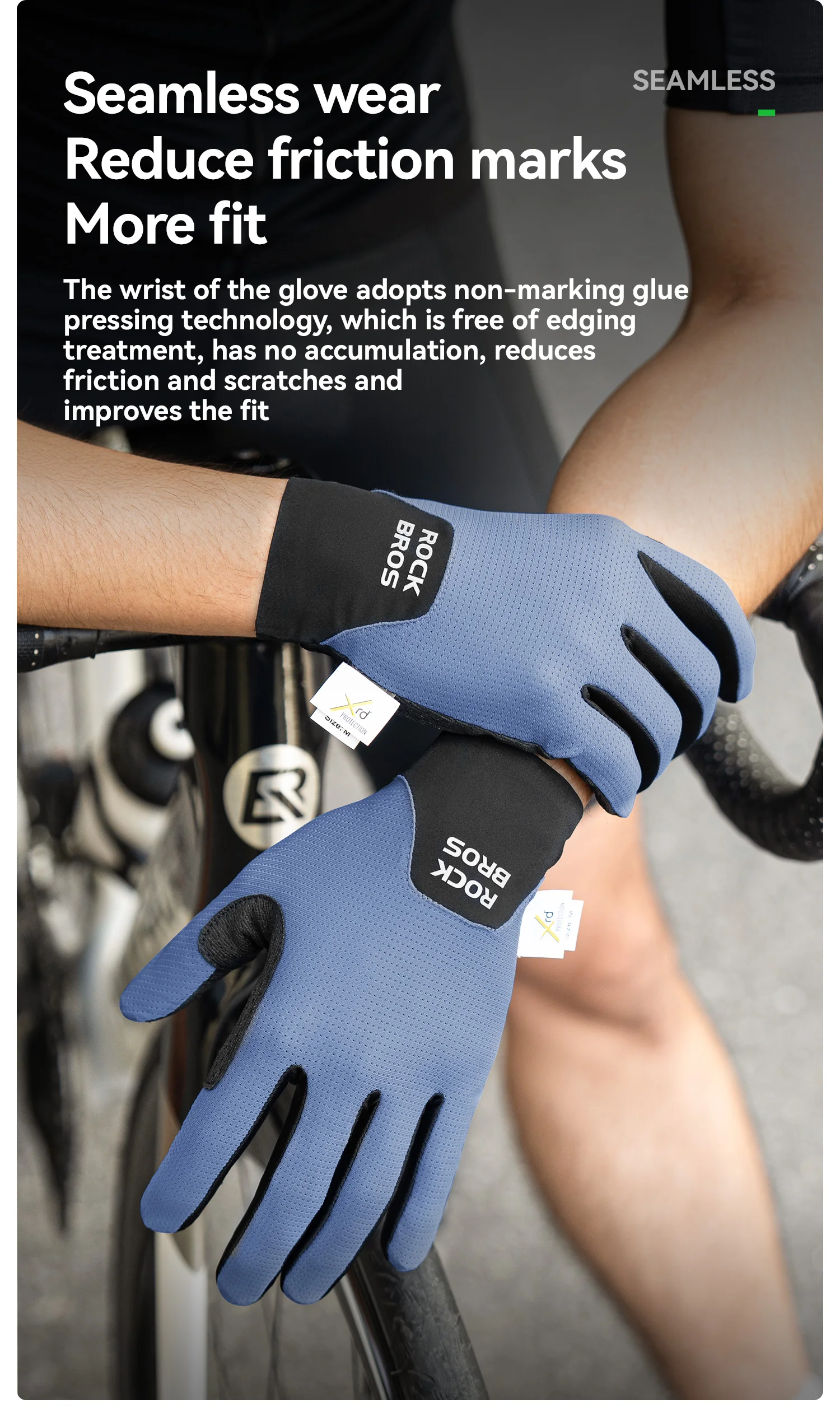 ROCKBROS Fahrradhandschuhe Vollfinger-Touchscreen Männer Frauen Frühling Herbst Fahrradhandschuhe Dämpfung Atmungsaktive Handschuhe Motorrad – Detail 11