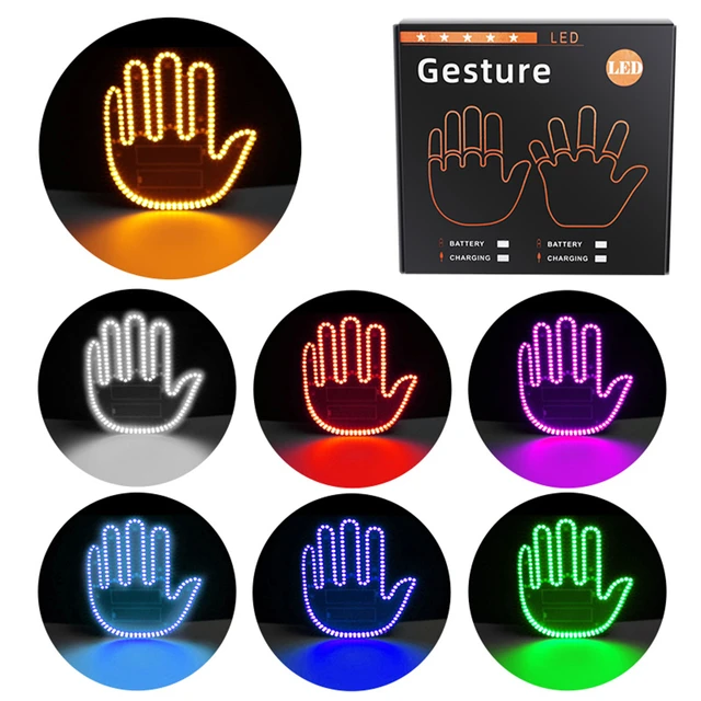 Luz de gestos para hombres, señal de mano LED, adornos interiores de coche,  luz de dedo medio, mano luminosa para vehículo, regalo divertido -  AliExpress