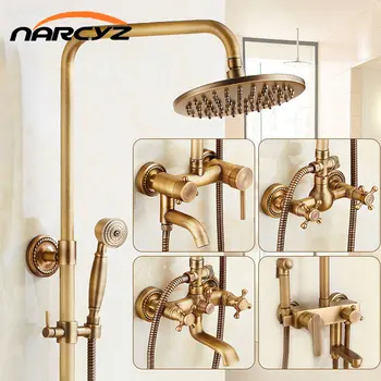 ชุดหัวฝักบัวทองเหลืองหัวฝักบัวอาบน้ำฝนแบบโบราณก๊อกน้ำร้อนและเย็นผสมวาล์ว XT446 1