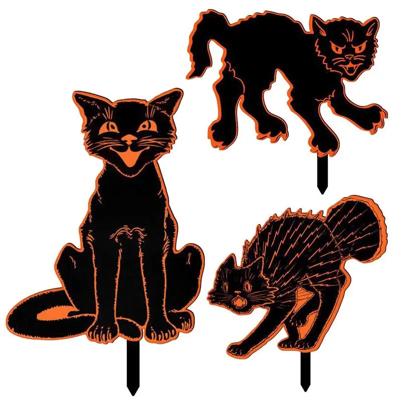 

Black Cat Acrylic Garden Stake Glow In The Dark Waterproof Silhouette Cat Statue Ornaments Decoration For Home Lawn Yard Outdoor