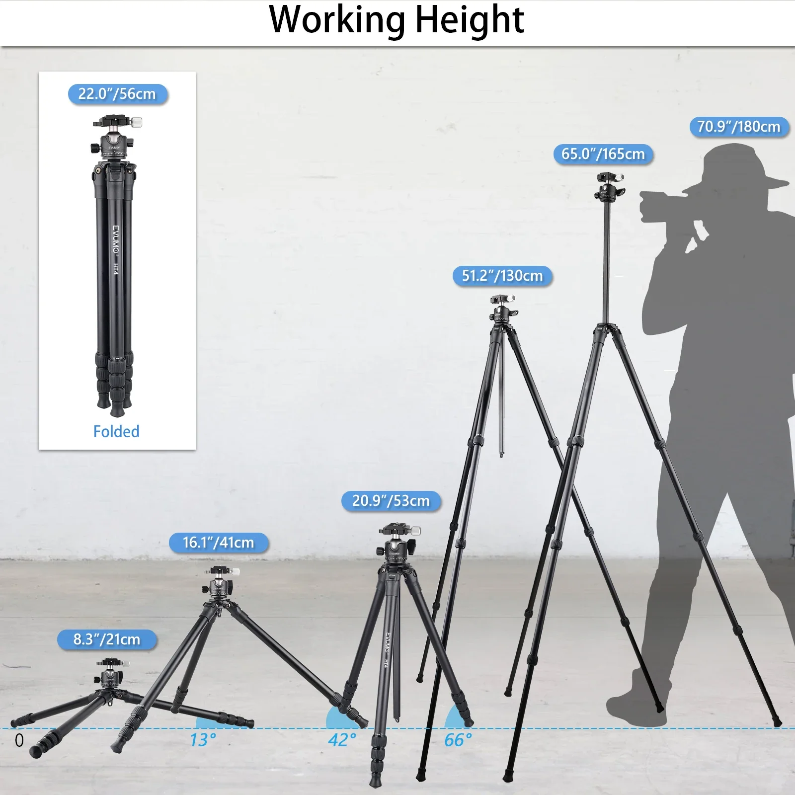 HT4 Aluminum Lightweight Travel Tripod with Panoramic Ballhead for DSLR Camcorde