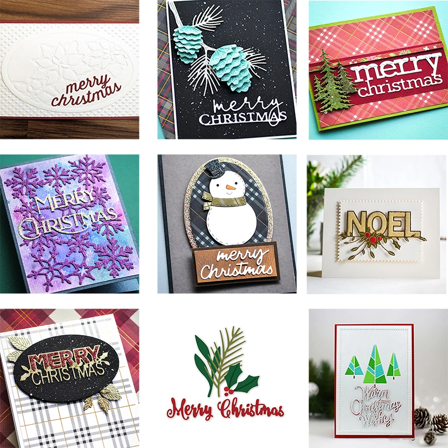 Metal Cutting Dies 2025 English Merry Christmas Letter Phrase Word For Scrapbook paper craft knife mould blade punch stencil