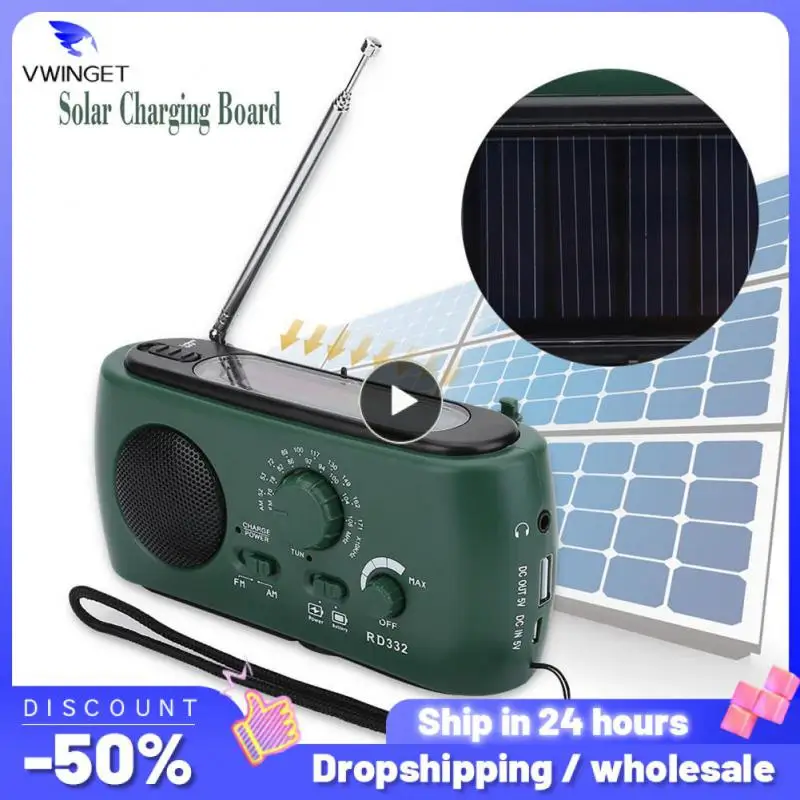 Solar Hand Crank Radio 500Ma Mini Radio Portatile Manovella Power Bank Radio Fm Led Torcia Caricabatterie Per Telefono Di Emergenza Usb