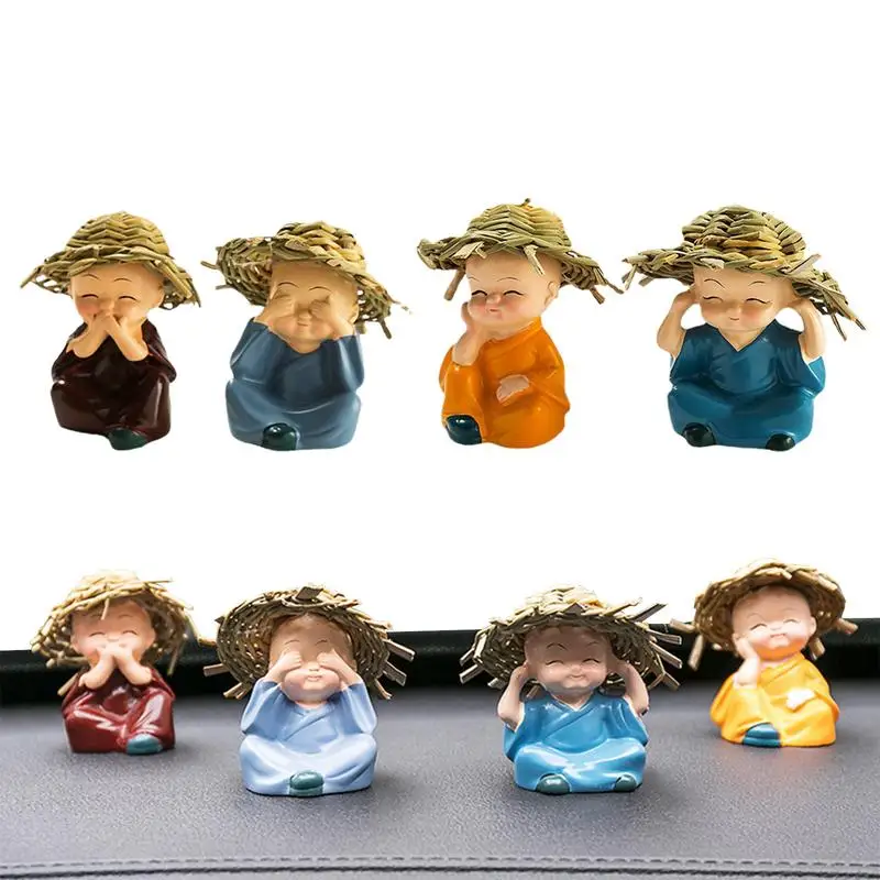 

Car Ornaments Buddhist Monks Action Figure Buddhist Monk Dolls Sculpture Mini Figurine Automotive Interior Dash Board Accessorie