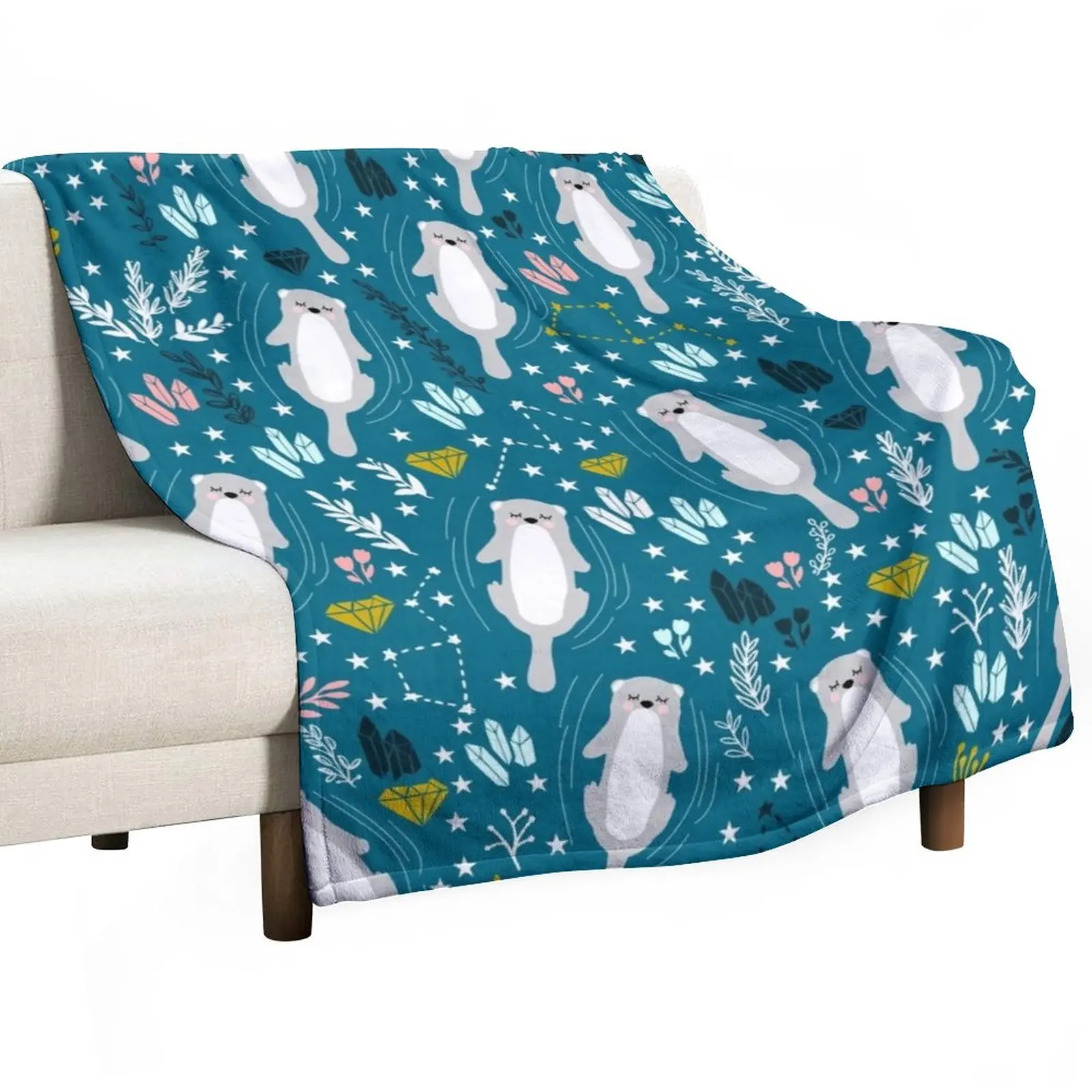 

Cute otters Throw Blanket Giant Sofa Blanket Sofa Quilt