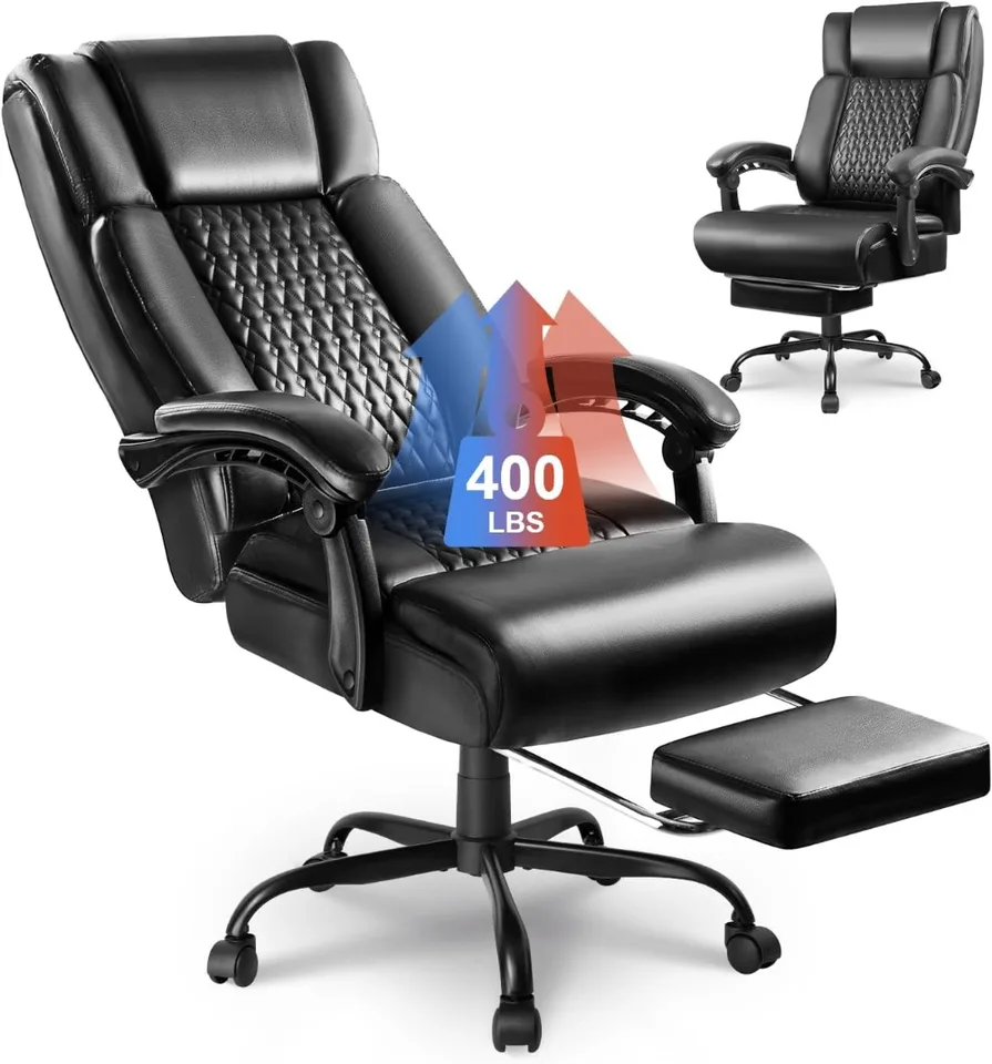 EXCEBET エグゼクティブオフィスチェア 400ポンドワイドシート PUレザー ハイバックオフィスチェア フットレスト付き 人間 大きくて背の高い400ポンドのオフィスチェア、レザーホームデスクチェア - シートの高さ調節可能、パッド入りアームレストとランバーサ  Amazon.co.jp: 大きくて背の高い400ポンドのオフィスチェア、レザーホームデスクチェア、調節可能なシート高さのパッド入り ...