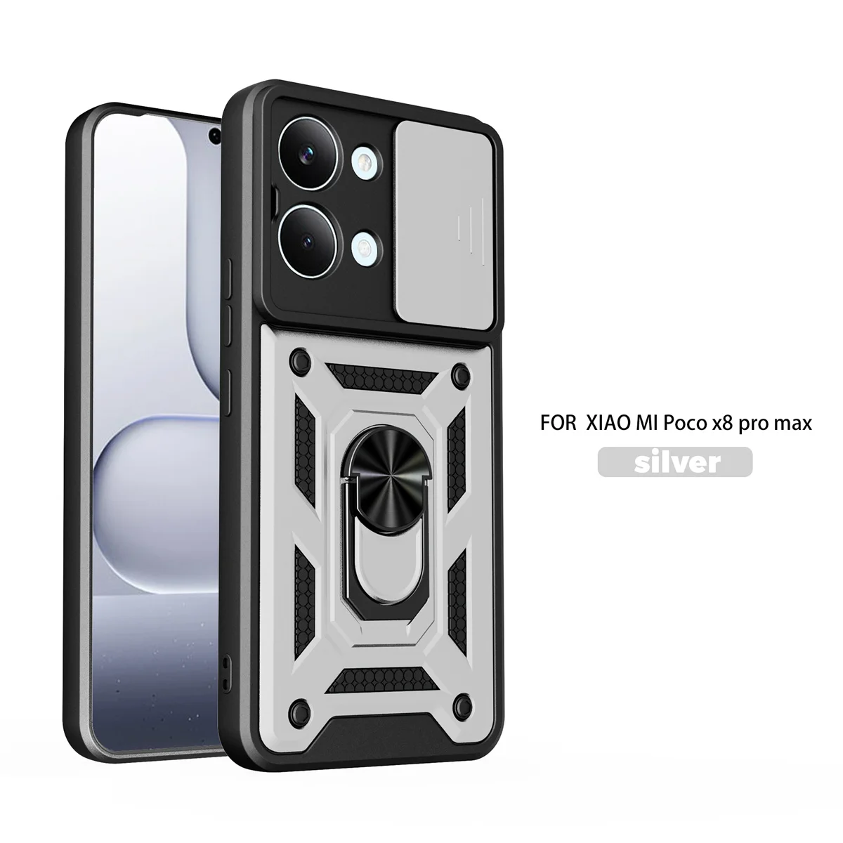 Enhanced Magnetic Ring Holder Armor Phone Case with Slide Camera Protection