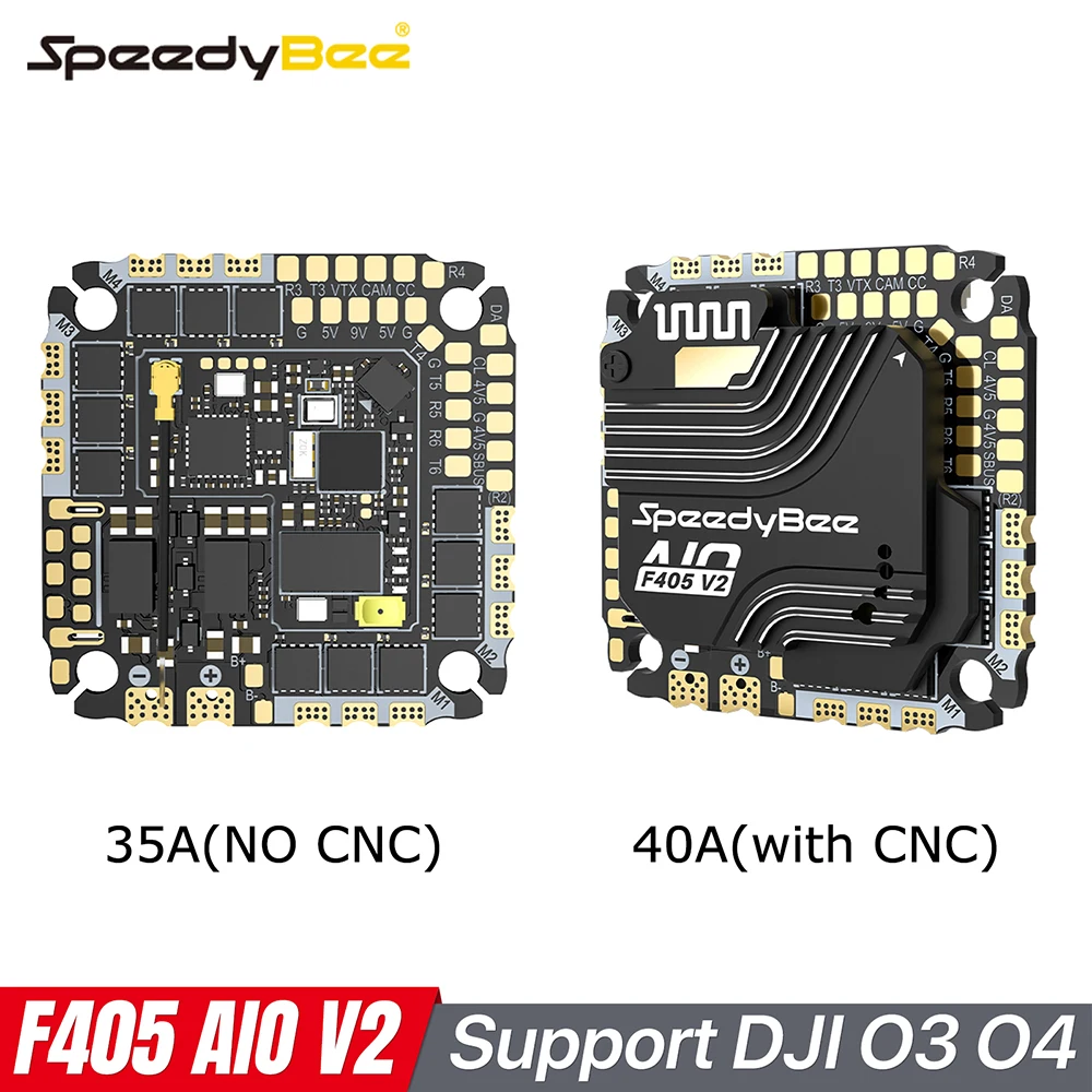 Carte F405 AIO 35A/40A pour drone FPV micro, contrôleur de vol ESC intégré sur fond noir