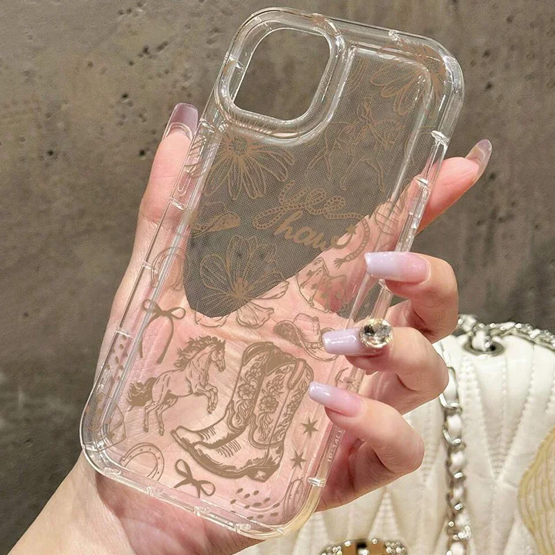Western Boot Pattern Bowknot Soft Phone Case Cover