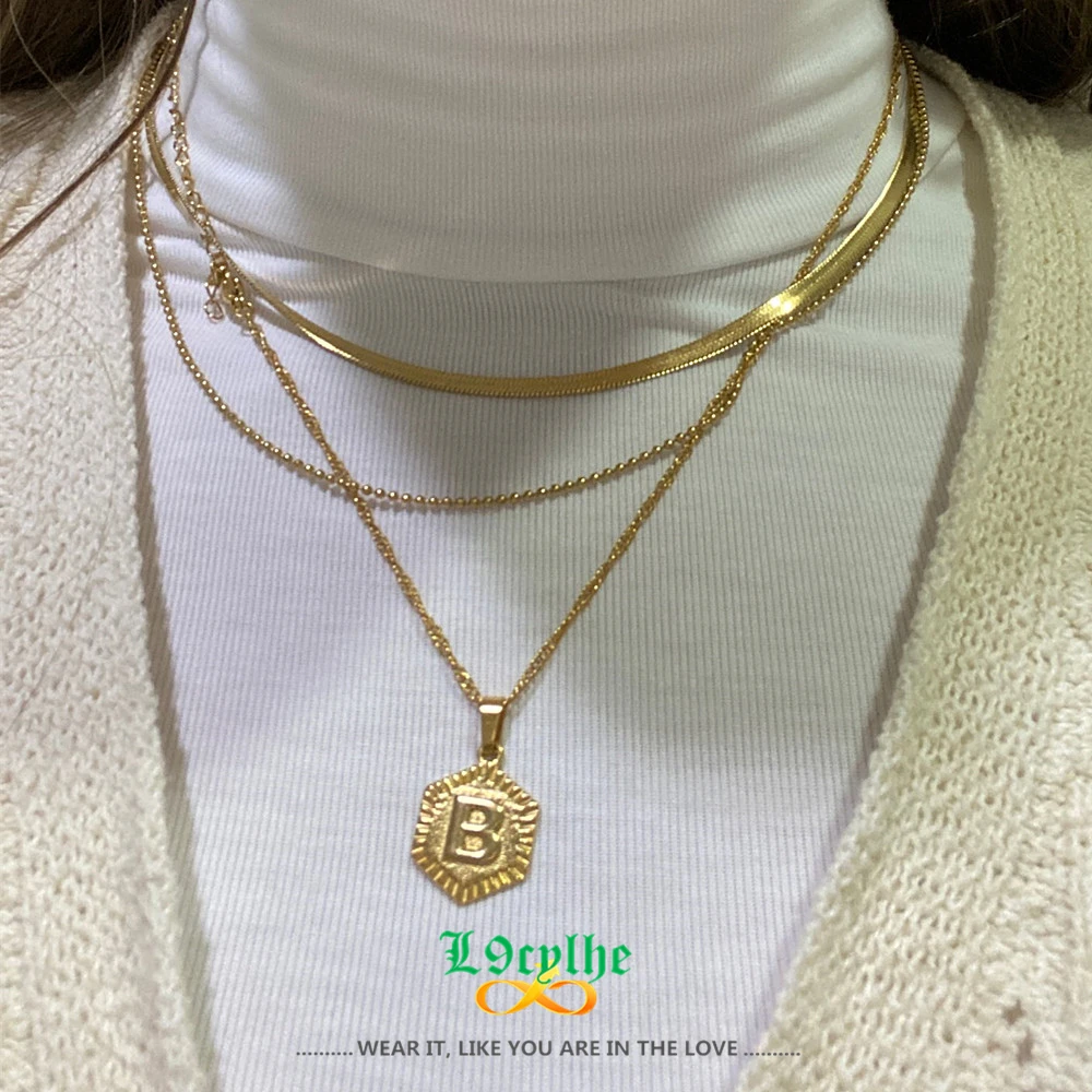 

26pcs A-Z Hexagon Initial Pendant Necklace Women Men Jewelry Stainless Steel Alphabet Friendship Necklace Collier Femme BFF