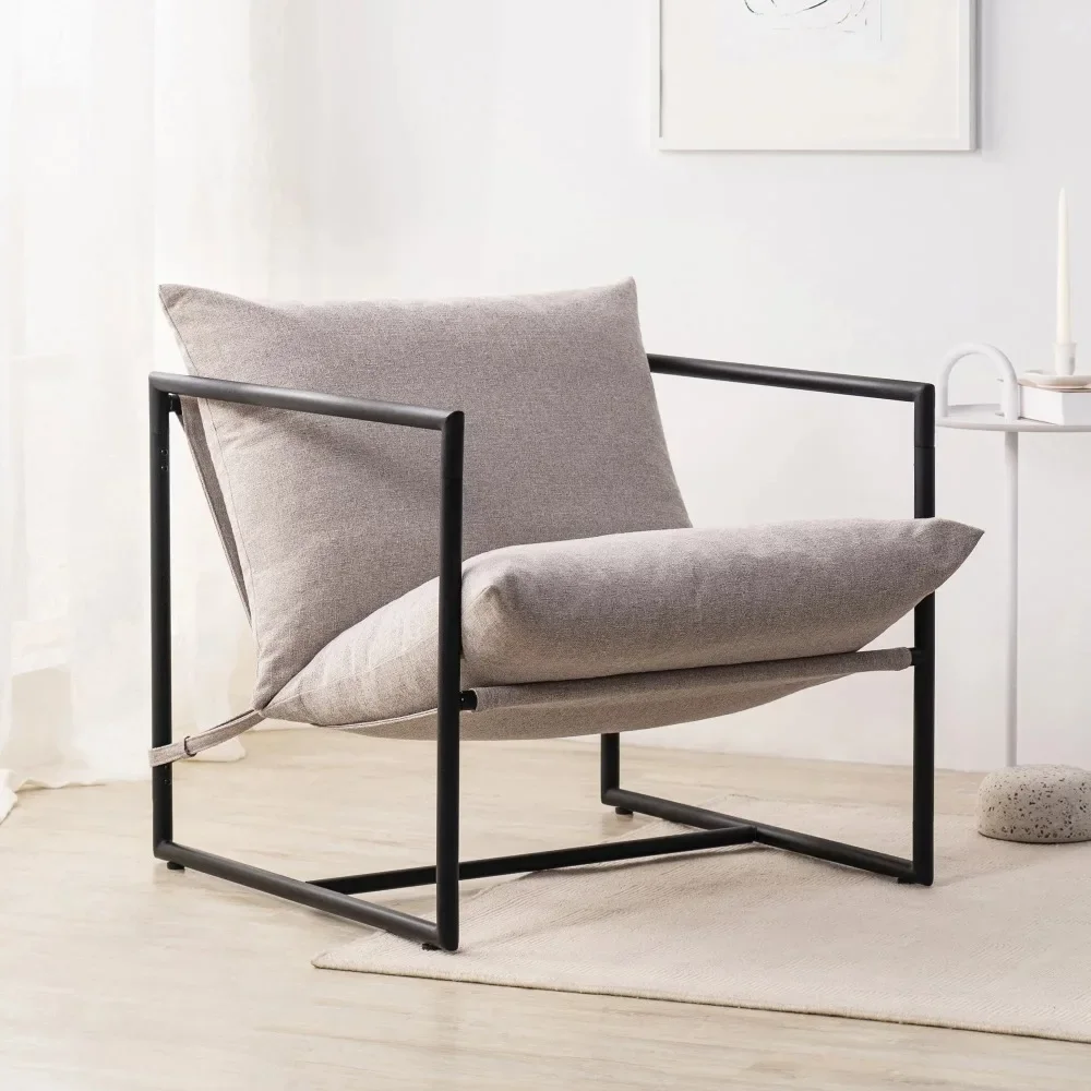 

Backrest Chair Metal Framed Sling Accent Chair Chairs for Living Room Armchair Home Furniture