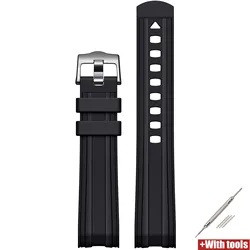 Silicone Rubber Strap for MoonSwatch Diving Sport Watch, Curved End, 20mm Band Bracelet (Black)