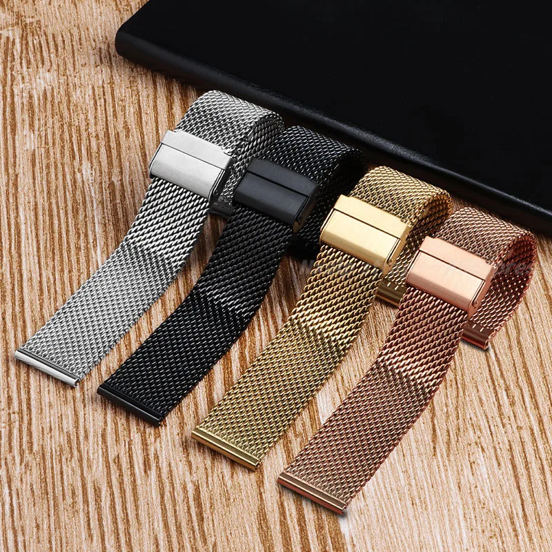 Sleek Milanese Mesh Stainless Steel Quick Release Watch Strap - 1.0mm Width, Multiple Sizes Available