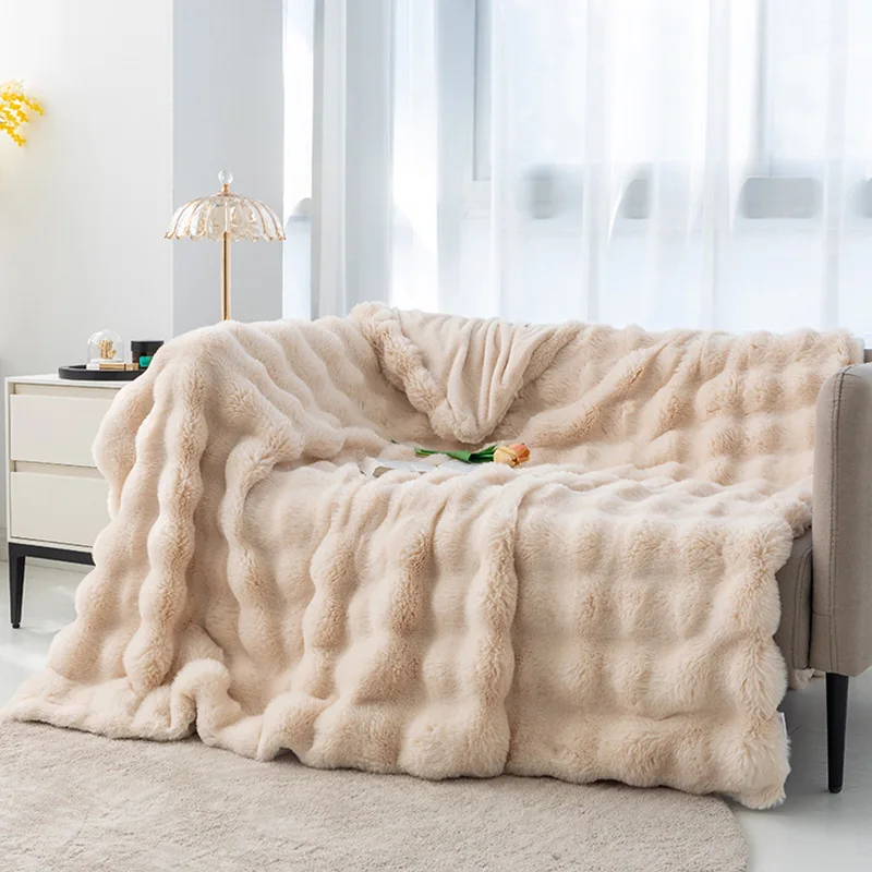 Bubble Rabbit Blanket Flannel Four Seasons Nap Sofa Blanket Coral Velvet Leisure Air Conditioning Cover Blanket 6
