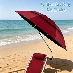 Deluxe Adjustable Sunshade Umbrella with Universal Clamp & UV Protection (Rose red)