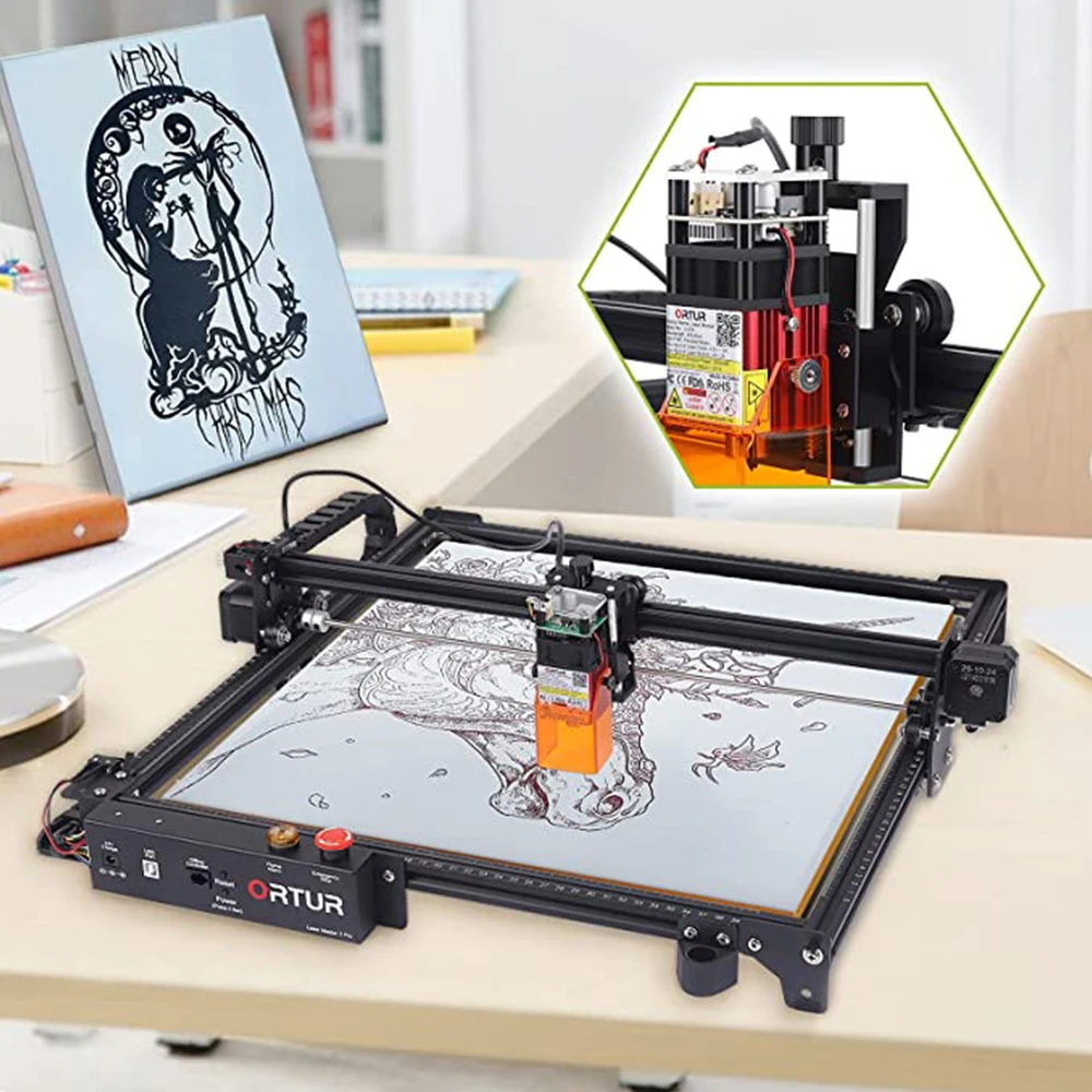 Ortur Laser Master 2 PRO S2 Laser Machine Diode Head Metal Marking Printer Engraver with Rotary Roller for Wood Plastic Cutting
