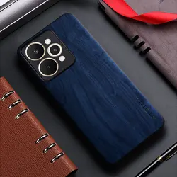 Premium Bamboo Wood Pattern Back Cover Case for Realme 15 Pro 5G (Dark blue)