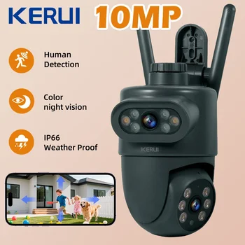 KERUI Outdoor 10MP 5K HD Dual Lens WiFi IP Camera Tuya Smart PTZ Wireless Home Security CCTV Video Surveillance Human Detection 1