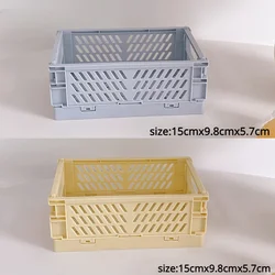 Collapsible Stackable Storage Crate - Cute Portable Organizer for Makeup, Jewelry, and Toys (S blue s yellow)