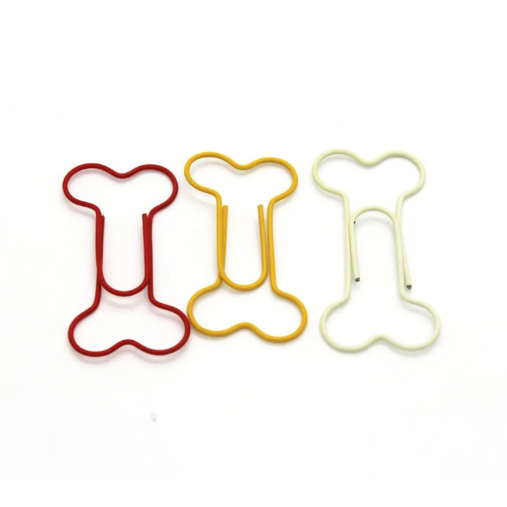 24pcs/lot Cute Bone Shape Paperclip Hollow Metal Binder Note Note Paper Photo Clip Learning Stationery Japanese School Supplies