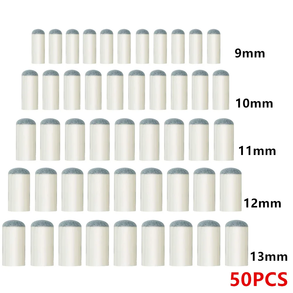 50pcs Plastic Cue 9/10/11/12/13mm Billiards Cue Tips Pool Stick Billiard Snooker Accessories pool cue tips billiard cue tips billiard accessories