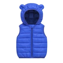 Cozy Kids' Hooded Down Vest - Toddler Winter Waecoat for Boys & Girls, Ages 1-6 (Blue)