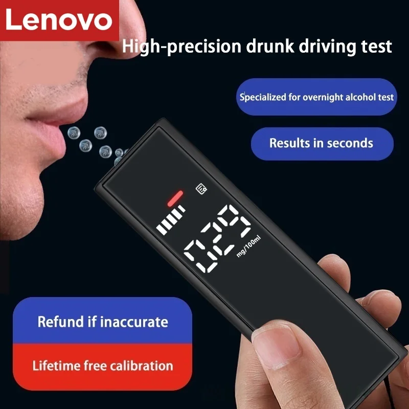 Etilometro Digitale Portatile Lenovo con Display LCD, Analizzatore di Alcol Ricaricabile Tascabile per la Sicurezza in Auto