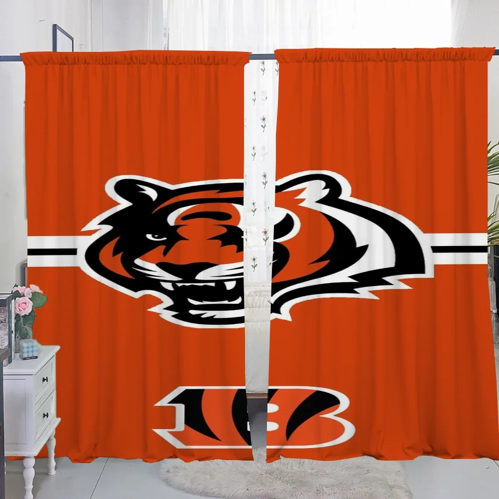 Kitchen Curtains for Living Room 2 Pieces Blackout Curtains Door Curtain C-cincinnati-b-bengals Bedroom Decoration Partition 4